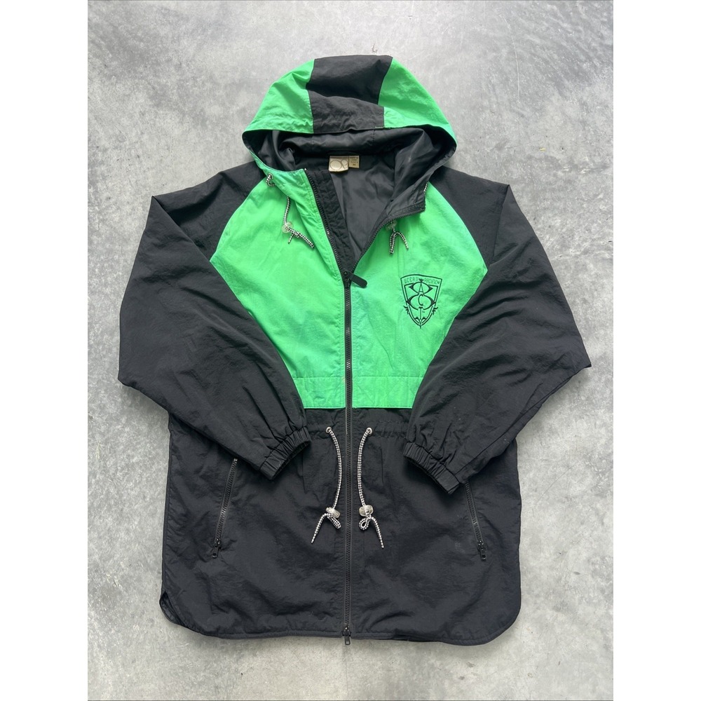 Vintage Ocean Pacific‎ Neon Hooded Jacket oversize Medium Windbreaker SKU135
